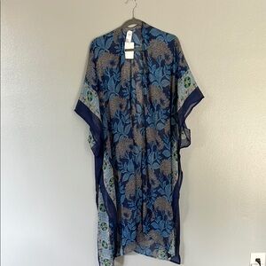 Floral Blue and Green Kimono